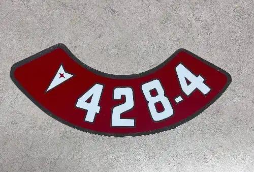 Pontiac 428 4 Air Cleaner Red and Silver Decal