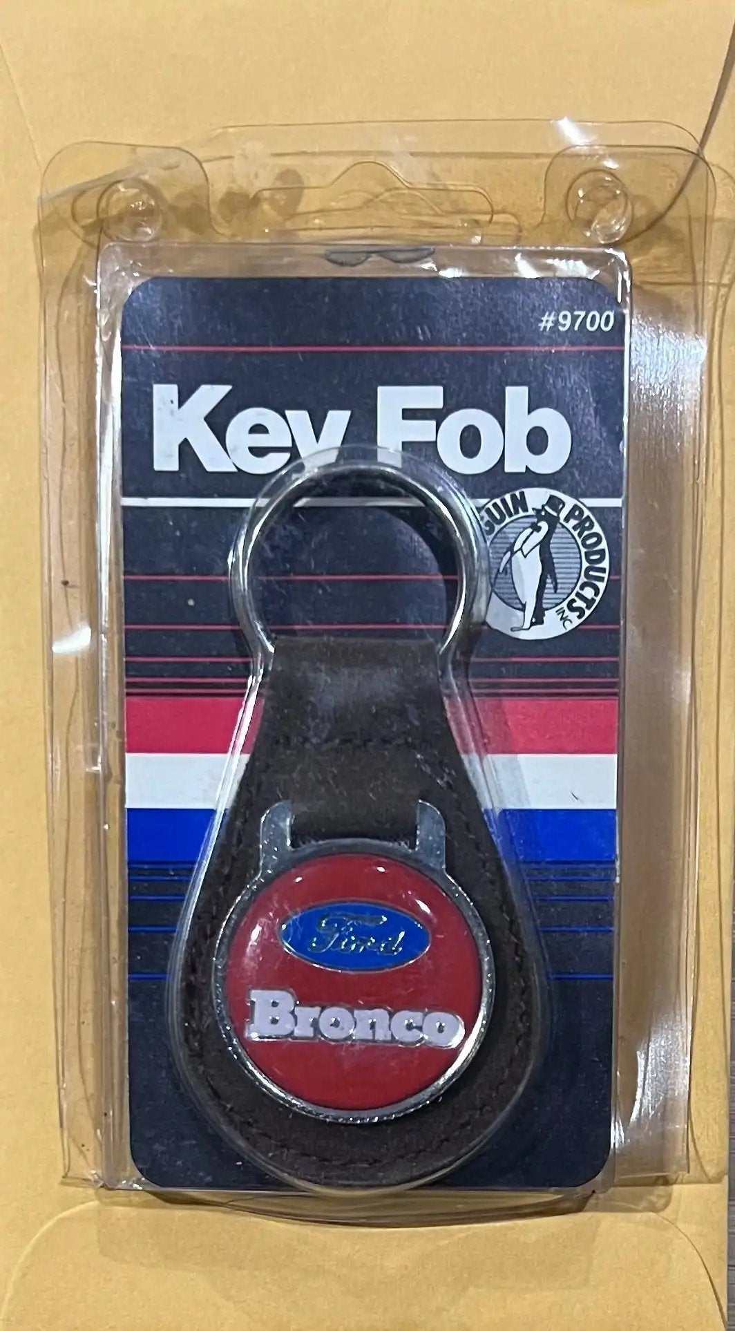 Ford Bronco Top Grain Brown Leather Vintage Key Fob NOS Accessories EXC Relic has been store safely away for decades and will be a great addition to your classic