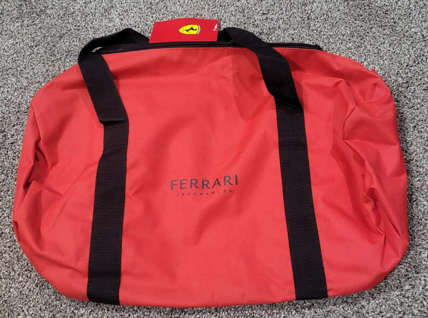 Ferrari Duffle Bag New Ferrari Fragrance with Logo Tags EXC Accessories Relic has been stored away safely for decades and measures approximately 20 in (long) x 10 in