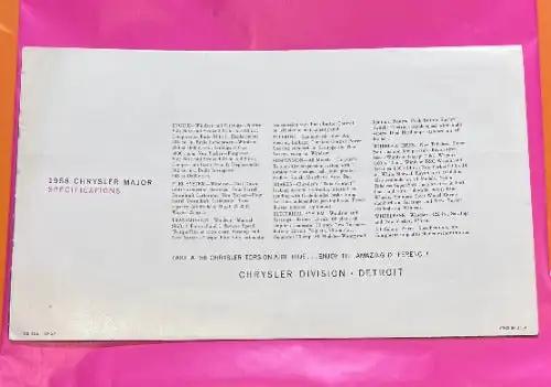 CHRYSLER Brochure 1958 Glamour Car of the Forward Look Mint NOS EXC featuring 12 glamorous new models in 3 luxurious series New Yorker, Saratoga, and Windsor during