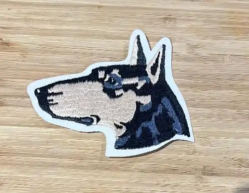DOBERMAN Pinscher Die Cut Head Shot Vintage Patch Dog Animals Canine EXC Stitching Item measures approximately 4 inches x 5 inches, detailed stitching