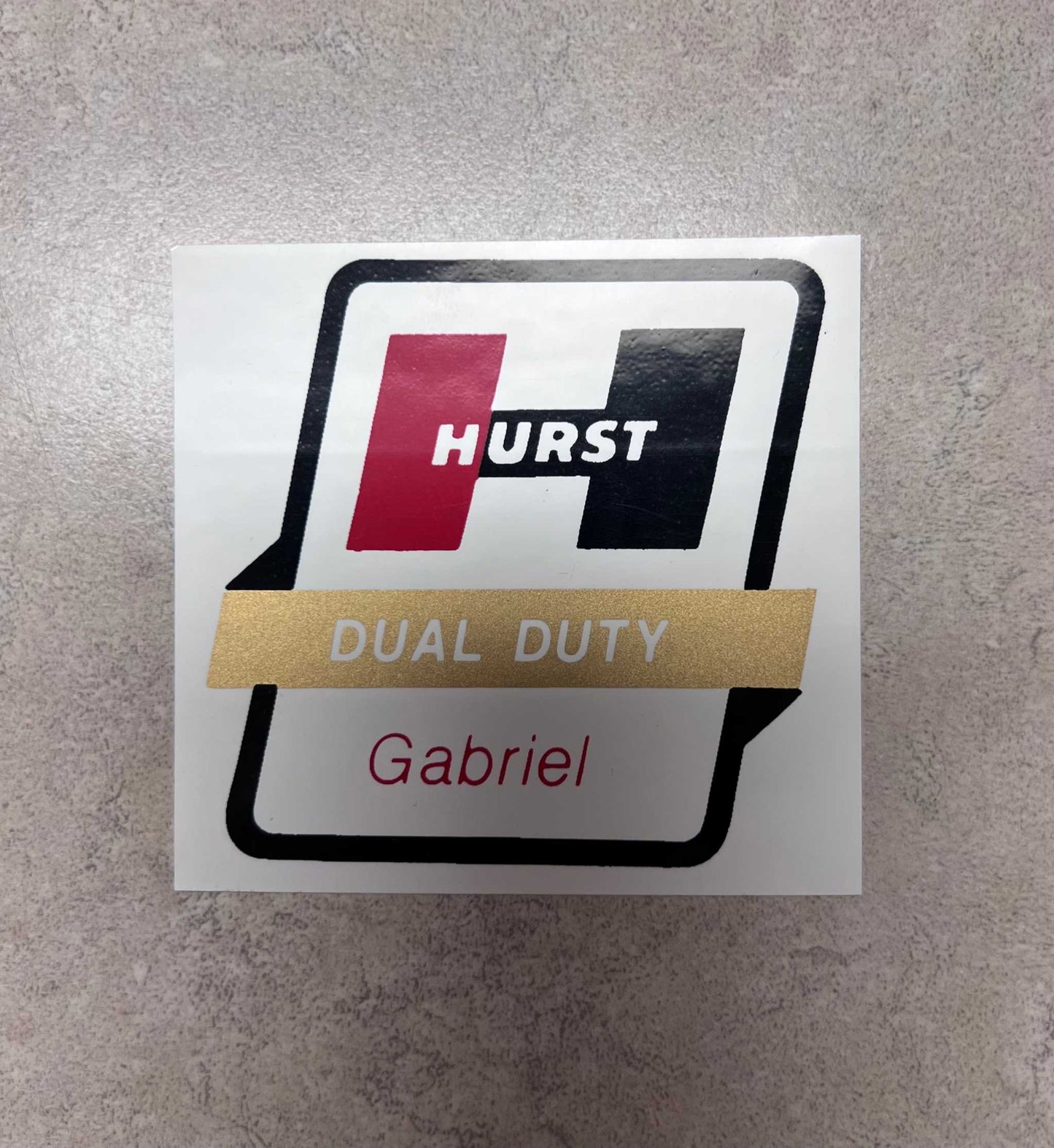 Hurst Gabriel Dual Duty Parts Decal Shifter Shocks Restoration EXC N.O.S. Item Relic has been stored away safely for decades and measures 2.75 inches in by 3 inches