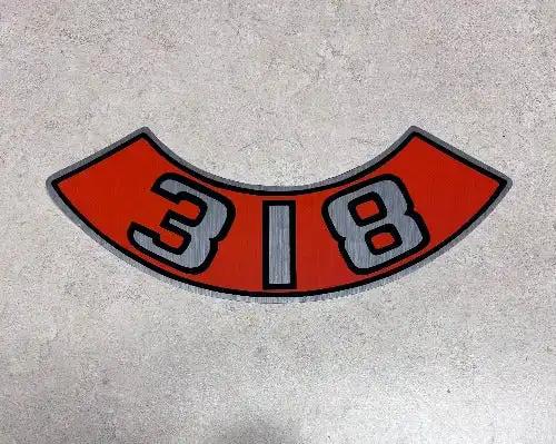 Plymouth Dodge 318 Air Cleaner Decal Mopar Officially Licensed NOS EXC Restoration relic has been stored away safely for decades and measures approx 2.25 in x 8.5 in