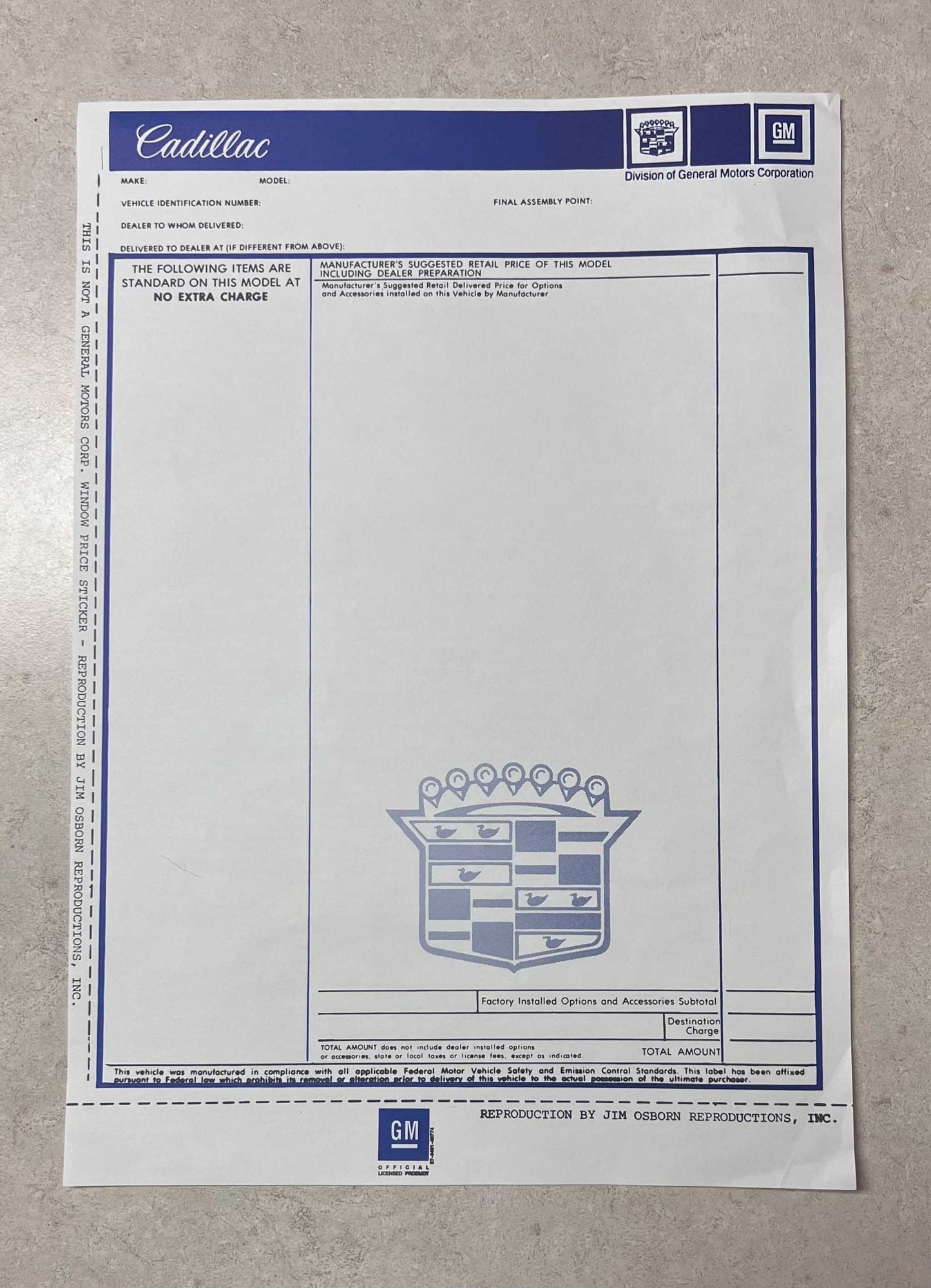 Cadillac 1975-78 New Car Window Sticker Decal Restoration EXC Condition NOS Rare Relic has been safely stored away for decades and measures approximately a 8.5 inch