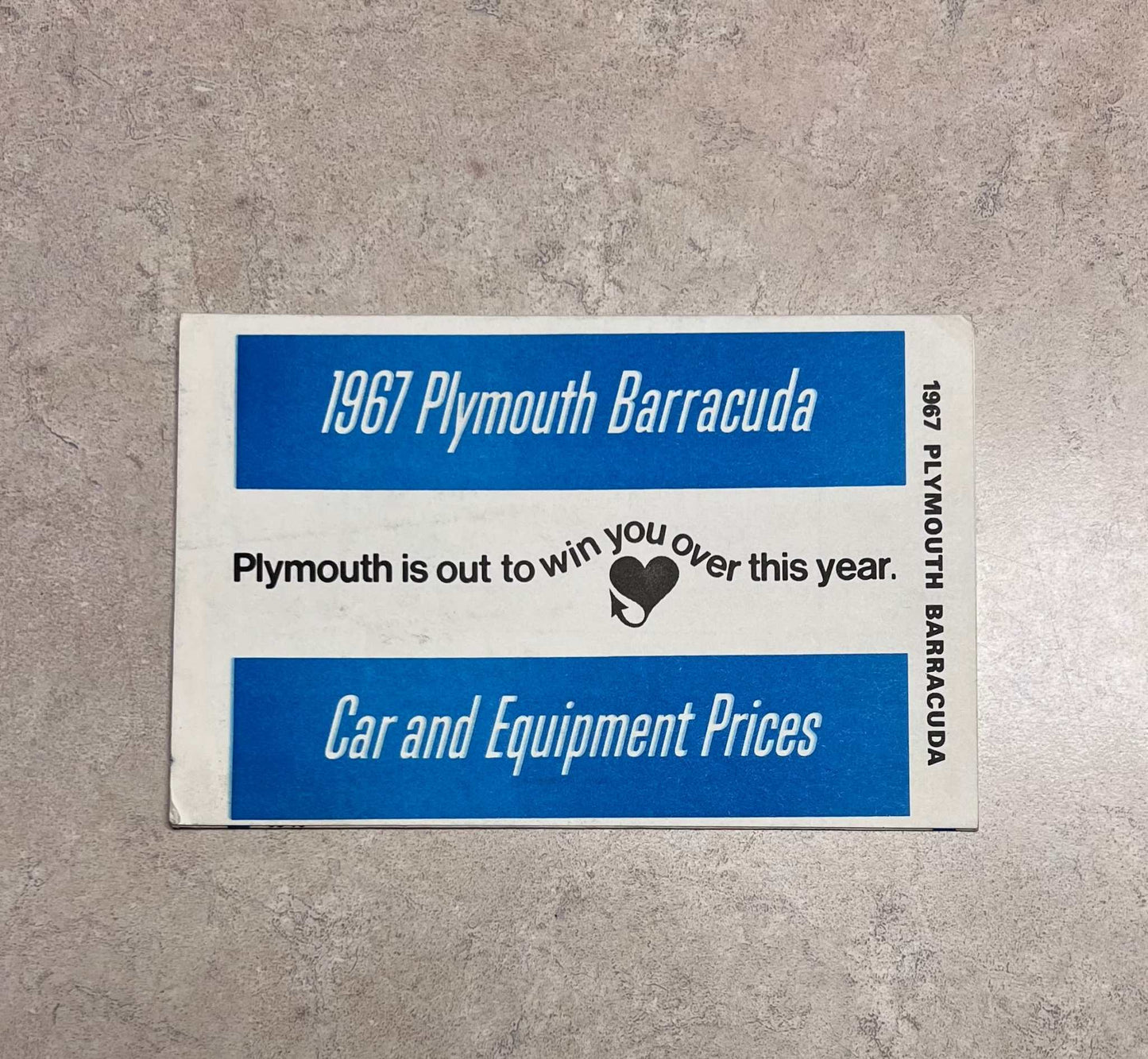 1967 Plymouth Barracuda Car and Equipment Price Checklist Brochure NOS EXC Relic has been safely stored away for decades and original prices and option to see