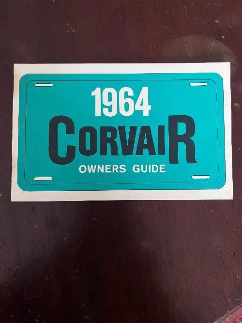 1964 Chevrolet Corvair multi Item package Owners Manual Brochures Sales Receipts and more Vintage NOS Items Relic has been safely stored for decades and shows normal