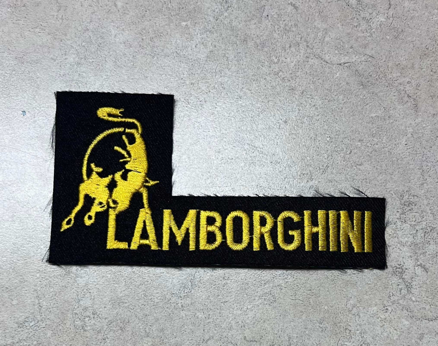 Lamborghini Logo Lettering Patch Very Rare Mint New Old Stock EXC Auto Relic has been safely stored away for decades and is lasered item and measures approx 2 in x 4
