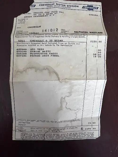 1964 Chevrolet Corvair multi Item package Owners Manual Brochures Sales Receipts and more Vintage NOS Items Relic has been safely stored for decades and shows normal