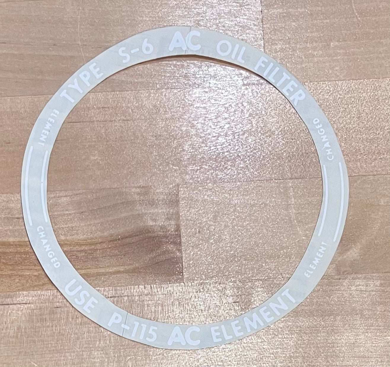 Cadillac 1950-53 Oil Filter Lid P115 Decal Restoration EX Condition NOS Rare Relic has been safely stored away for decades and measures approximately a 4.25 in ID