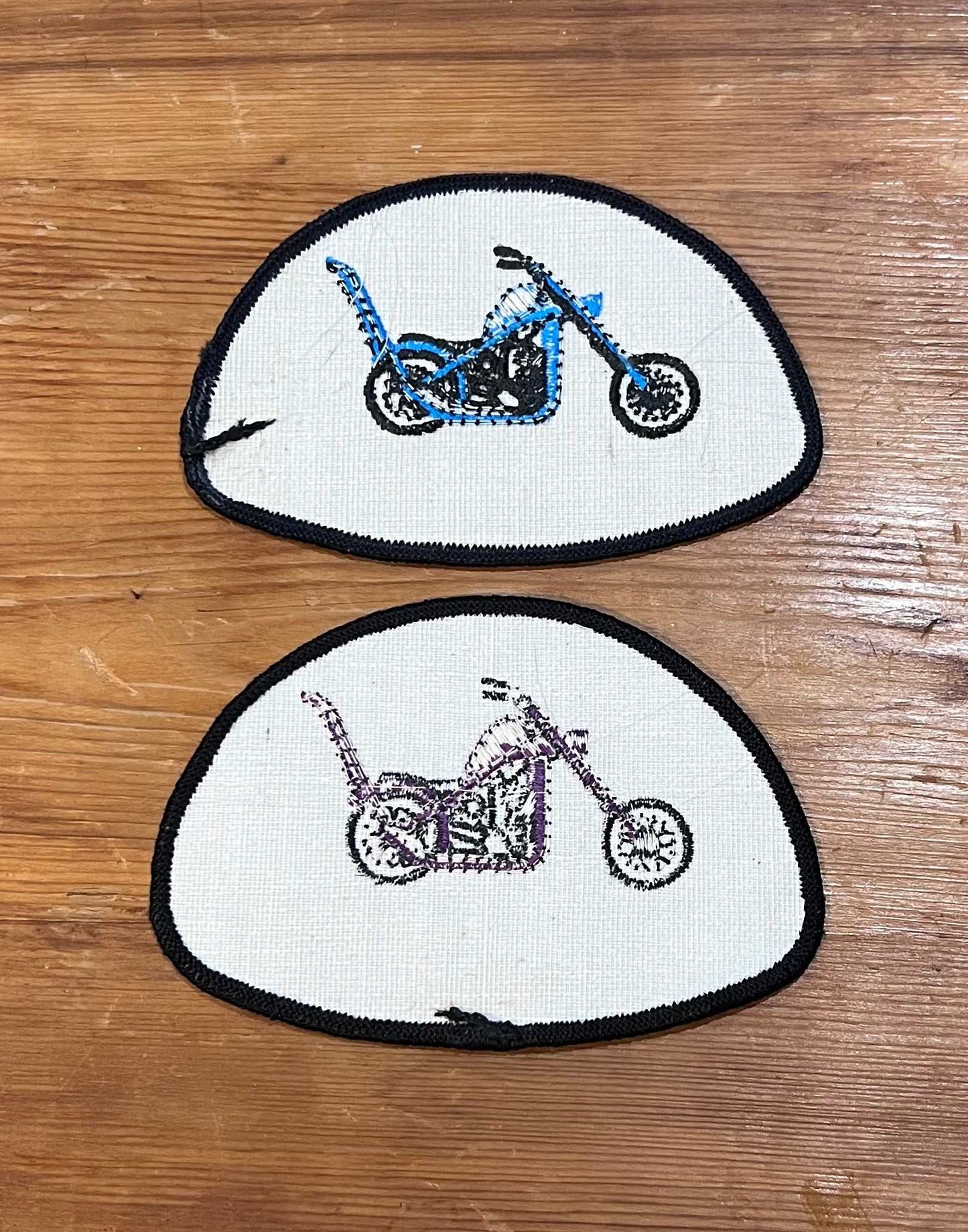 Chopper Motorcycle Pair of Vintage Patches 2 New Old Stock Excellent Item Relic has been safely stored away for decades and OVAL measures approximately 3 x 3.5 inch