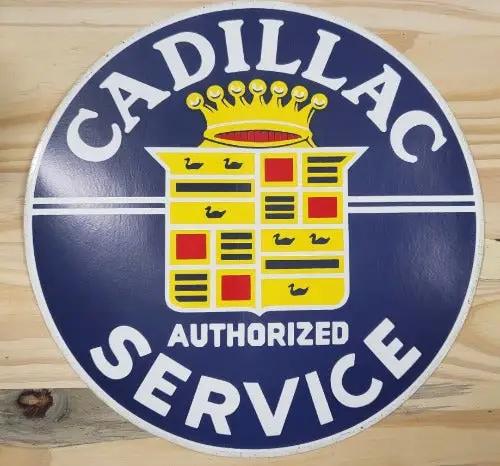 CADILLAC AUTHORIZED SERVICE DECAL Large MINT Classic NOS ITEM MANCAVE. This is a 11.5 in circle CADILLAC AUTHORIZED SERVICE decal. Crest logo centered, great detail