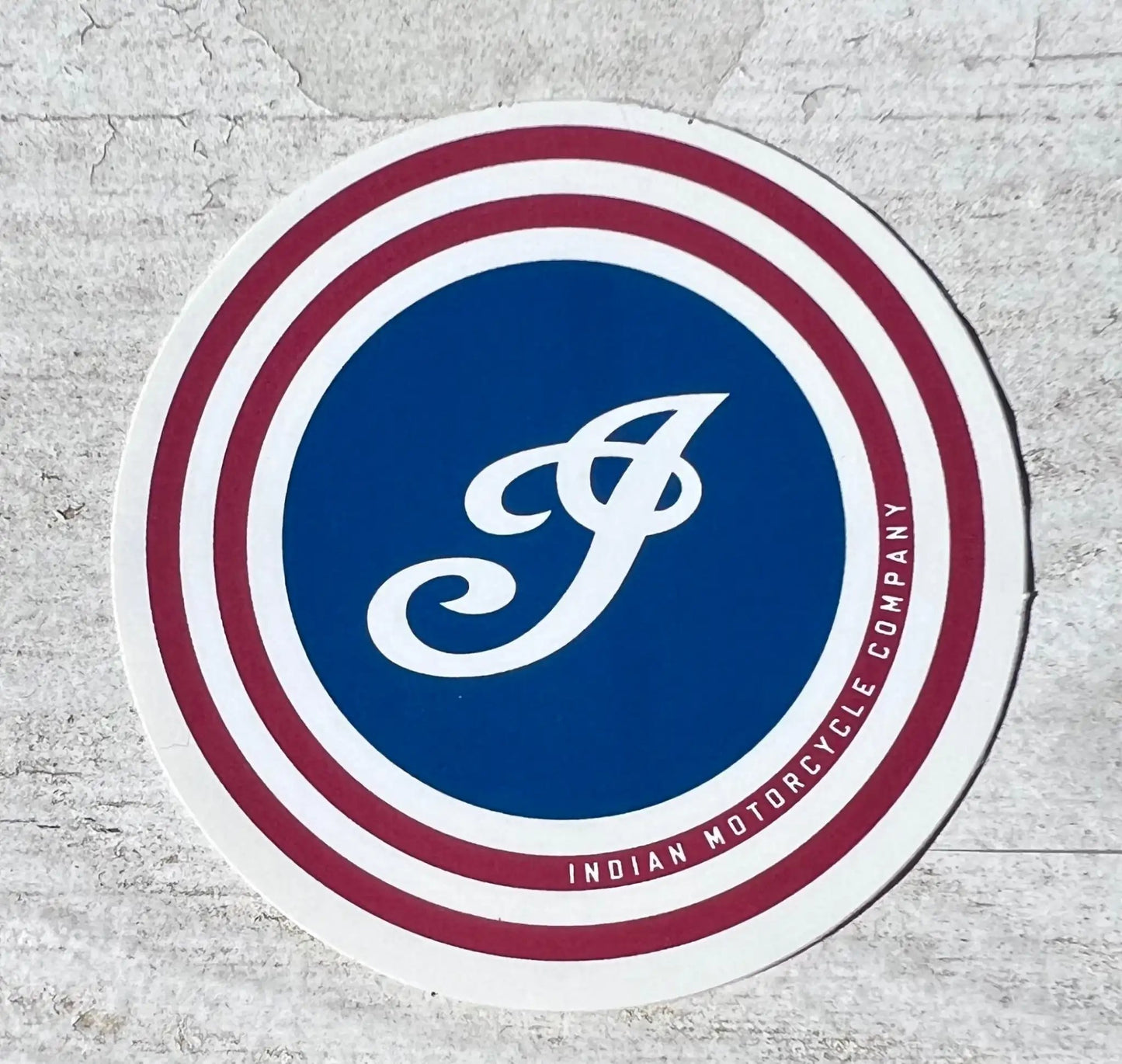 Indian Motorcycle Company I Logo Bullseye circle Decal New Old Stock Item Relic has been stored safely away and measures approximately 2.5 x inch circle
