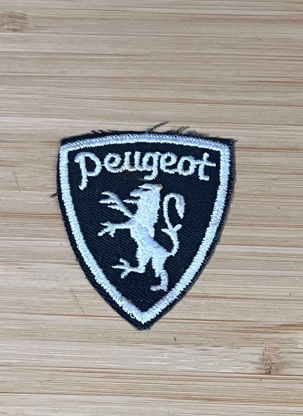 Peugeot Badge Lion Vintage Crest Patch Auto NOS Item and Very Rare Last One Relic has been stored away for decades and badge measures approx 2 inches x 2.25 inches