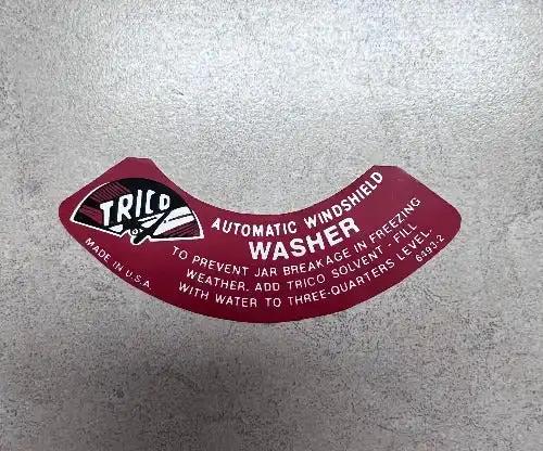Hudson 1941-1956 Trico Windshield Washer Lid Decal