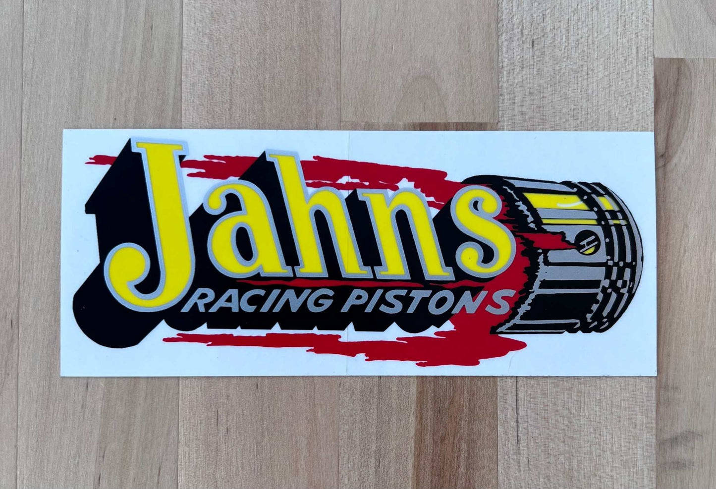 Jahns Racing Pistons Decal 1967 Classic Parts N.O.S. Window Item. This Relic has been stored safely away for decades and measures approx 2.5 in x 6 in. Other Piston