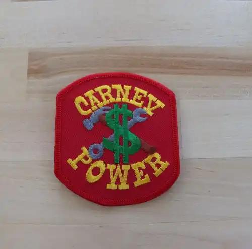VINTAGE MINT NOS RETRO ITEM UNIQUE Bazaar CARNEY POWER PATCH This is a VINTAGE eclectic patch CARNEY POWER measuring approximately 3 x 3 1/2 inches. Incredible