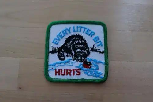 Nature Environment EVERY LITTER BIT HURTS Patch RACCOON Animal Unique measures 3 in square and is a GREAT environmental item