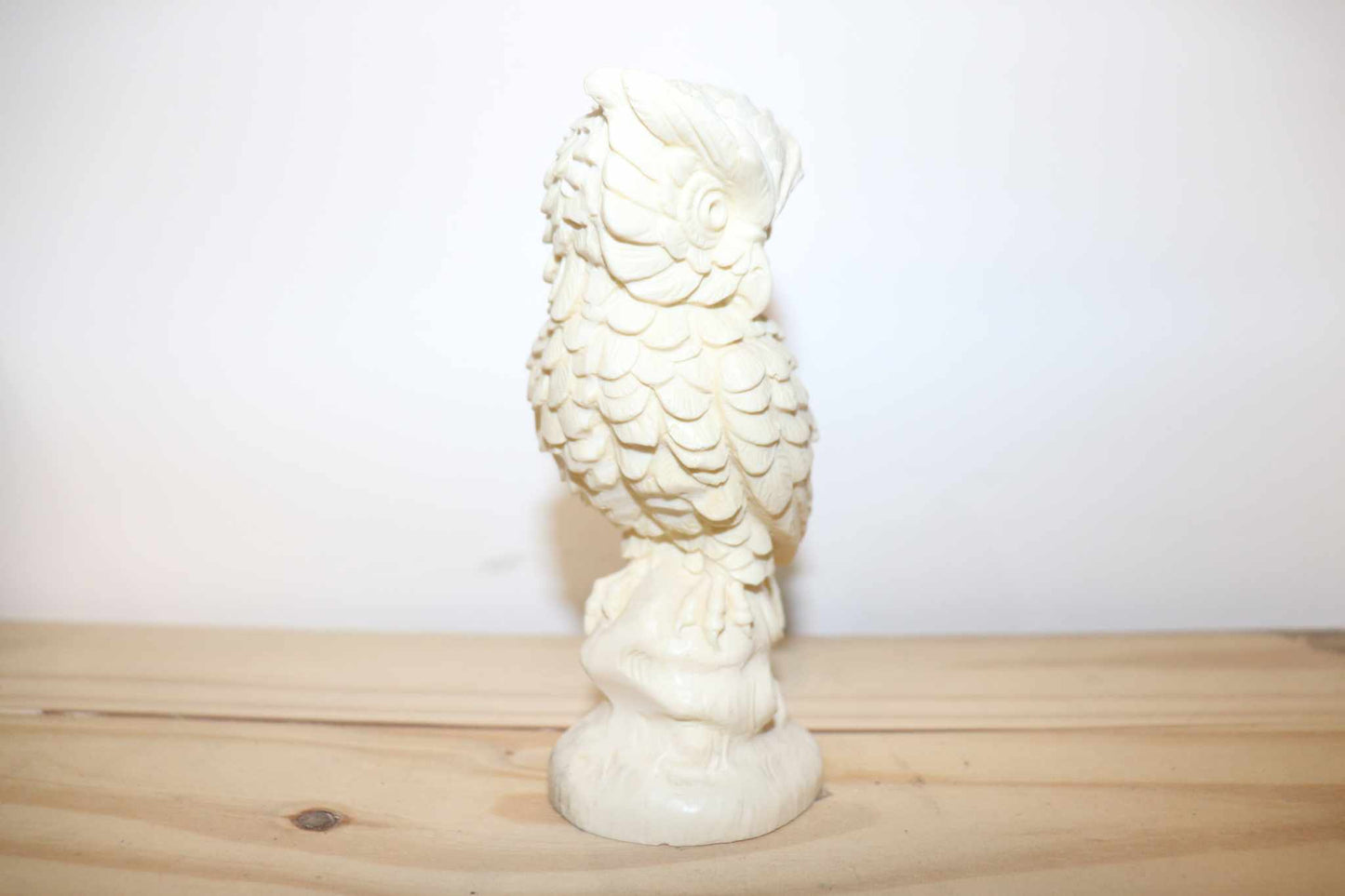 Owl Santini Sculpture 1970s vintage animal collectible. Detailed resin, solid and has some weight to it. A.Santini artist carved on the reverse side