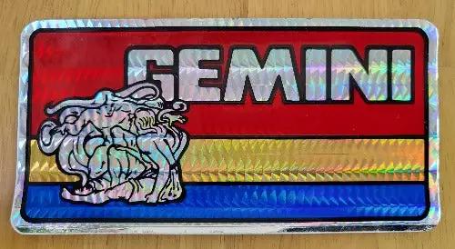 Gemini Horoscope Astrology Decal 1970s Iridescent Eclectic Vintage NOS Turning back the clock big time with this adhesive decal Relic measures approx 3 inch x 6 inch