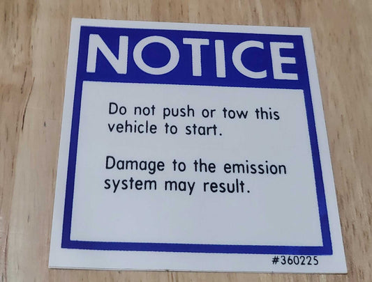 Buick GM 1975-76 Push Tow To Start Notice Decal New Old Stock EXC Relic has been safely stored away for decades and measures approximately 3 inches square