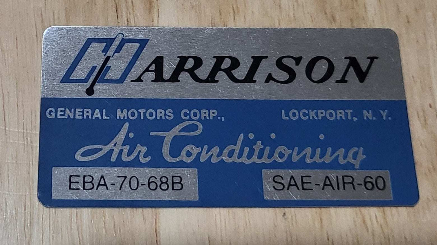 Buick GM 1968 Harrison Air Conditioning EVAP Box Decal New Old Stock EXC Relic has been safely stored away for decades and measures approximately 1.5 inches x 3 inch