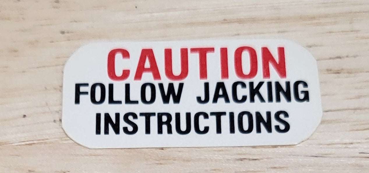 Buick GM 1962-64 Jack Base Caution Decal New Old Stock Excellent Condition Relic has been safely stored away for decades and measures approximately 1 inch x 2 inches