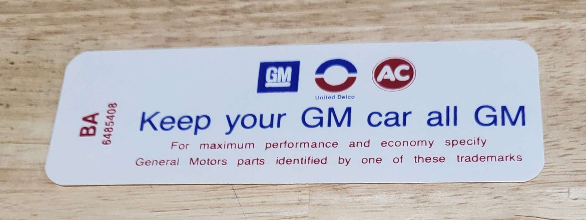 Buick 1970-71 350 2V Keep Your GM Car All GM Decal GS 350 LeSabre NOS Relic has been safely stored away for decades and measures approximately 1.75 inch x 5 inches