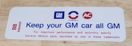 Buick 1970-71 350 4V Keep Your GM Car All GM Decal GS 350 Skylark NOS Relic has been safely stored away for decades and measures approximately 1.75 inch x 5 inches