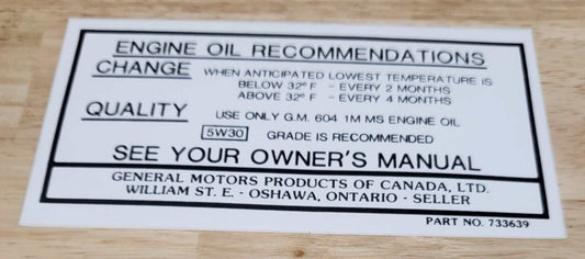 Buick GM 1966-67 Canada Oil Change Decal New Old Stock EXC Condition Relic has been safely stored away for decades and measures approximately 2.75 inch x 4.5 inches