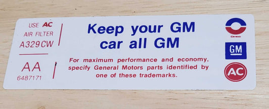 Buick 1972 455 4V Riviera Boatail GS Decal Keep Your GM All GM NOS EXC Relic has been safely stored away for decades and measures approximately 1.5 inch x 4 inches