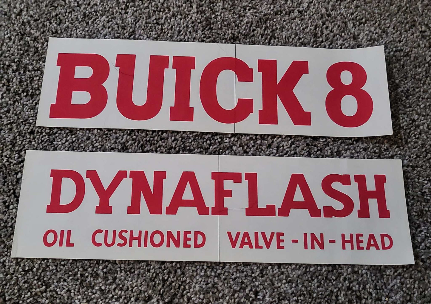 Buick 8 1939-40 Dynaflash Oil Cushioned Valve Cover Decal 2 Piece Set Red Relic has been safely stored away for decades and measures approximately 3.25 inch x 11.25