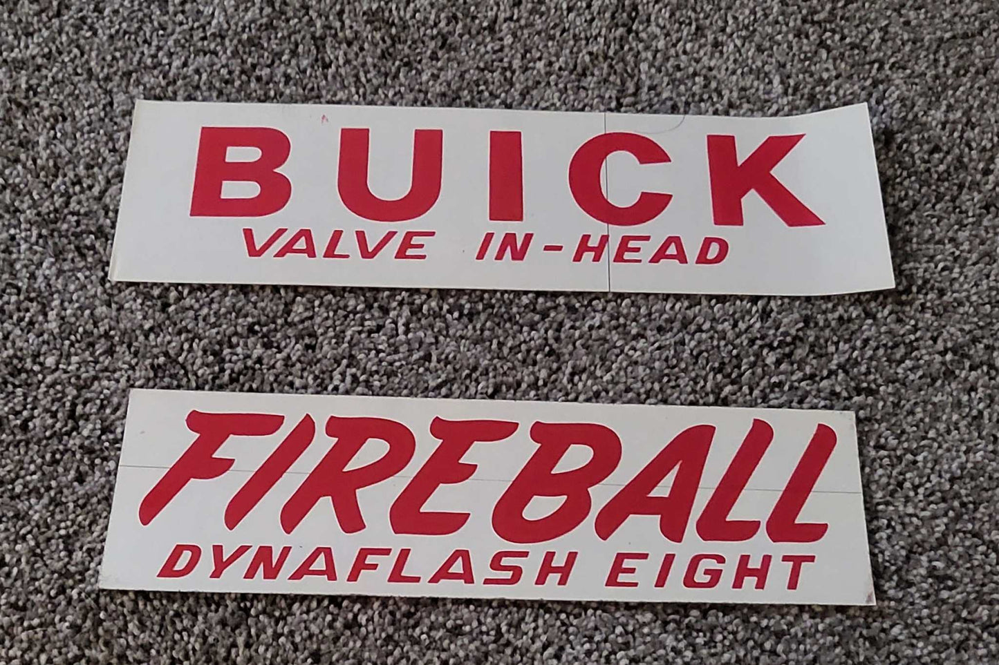 Buick 1948 1950 1953 Fireball Dynaflash Eight Valve Cover Decal 2 Piece Red Relic has been safely stored away for decades and measures approximately 3.25 inch x 11.25 inches