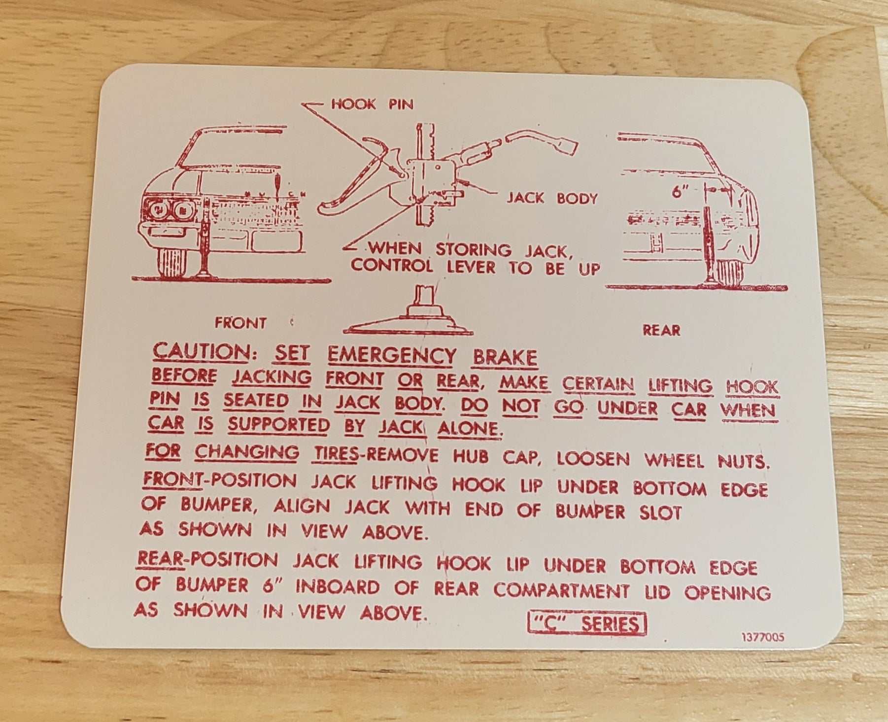 Buick 1960 Electra LeSabre Jack Instruction Decal Restoration EX Condition Relic has been safely stored away for decades and measures approximately 4 inches x 5 inches