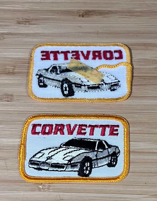 Corvette White Car Vintage Patch Auto New Old Stock Excellent Condition Relic has been safely stored away for decades and measures approximately 2 inches x 3 inches