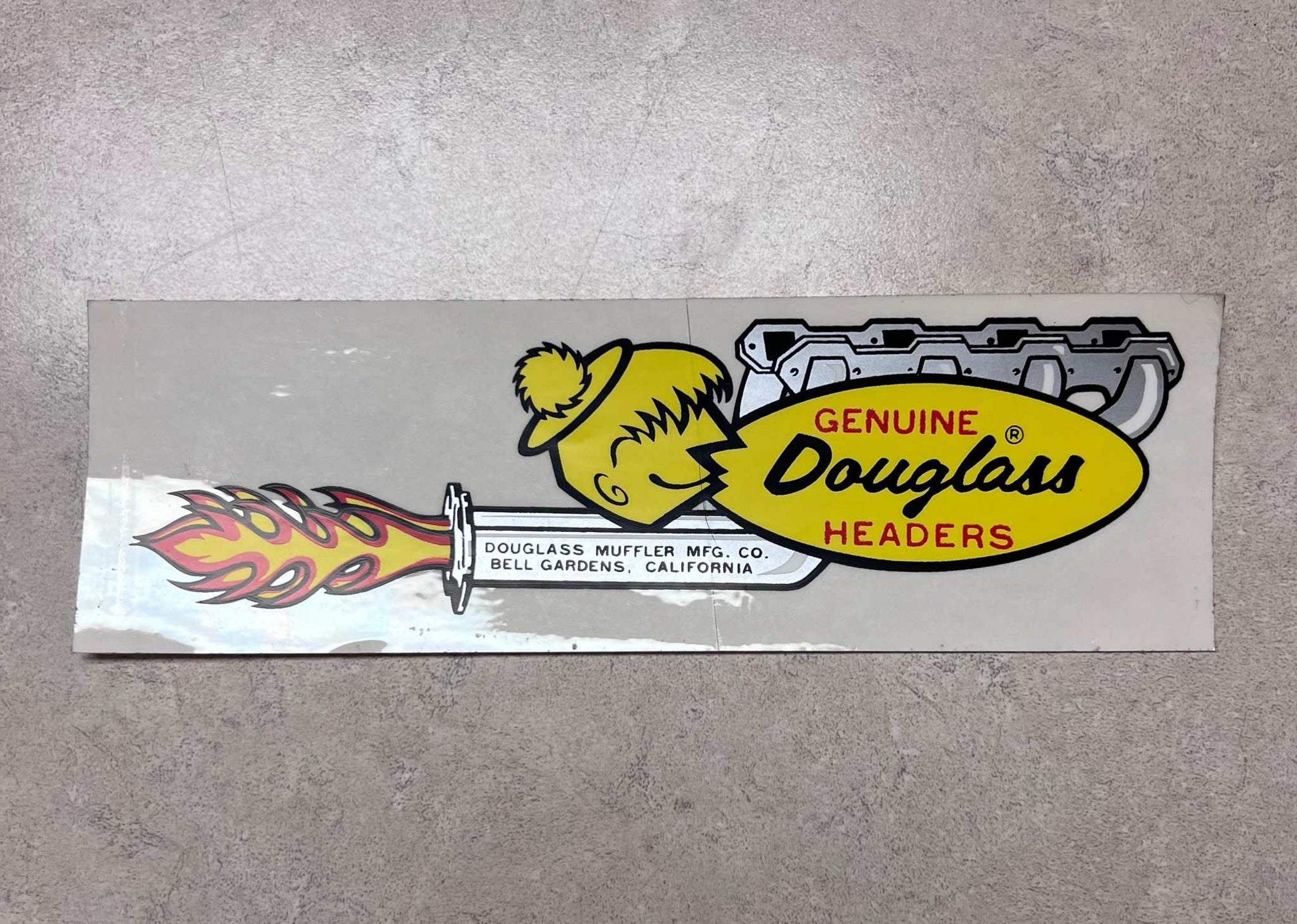 Genuine Douglas Headers Muffler Parts Racing Window Decal EXC N.O.S. Relic has been stored away safely for decades and measures approximately a 2.5 inch x 7.5 inch