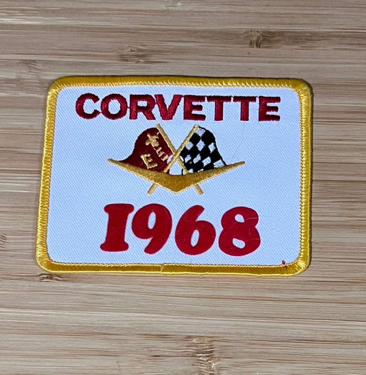 Corvette 1968 Cross Flags Logo Vintage Patch NOS Excellent Condition Relic has been safely stored away for decades and measures approximately 4 x 3.25 inches