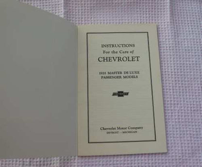 1935 CHEVROLET Master De Luxe Passenger Model Manual Brochure MINT Nos VINTAGE