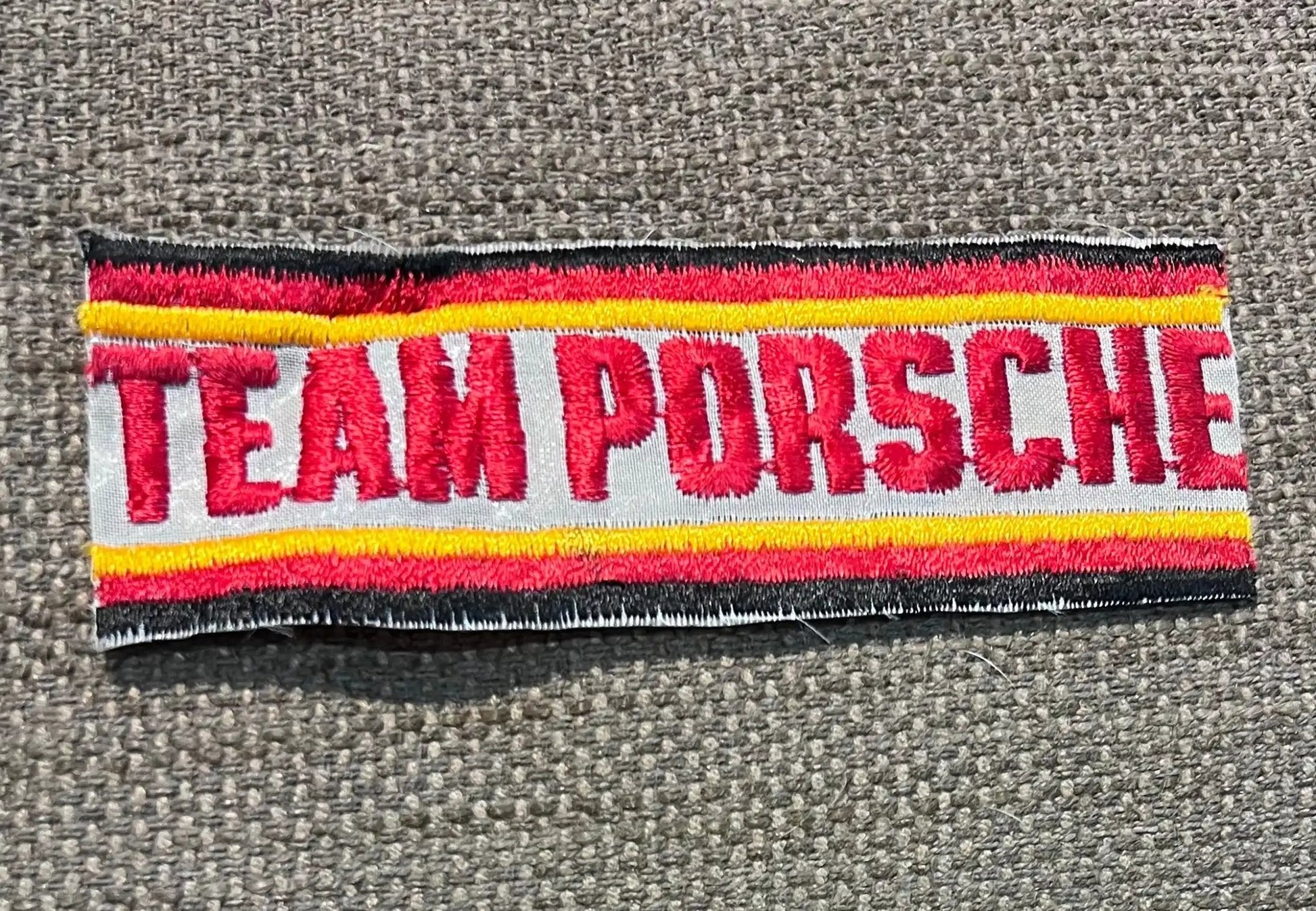 Team Porsche Vintage Stripe Patch Excellent Auto Racing NOS Condition Relic has been stored away safely for decades and measures approximately 2 in x 5.25 inches