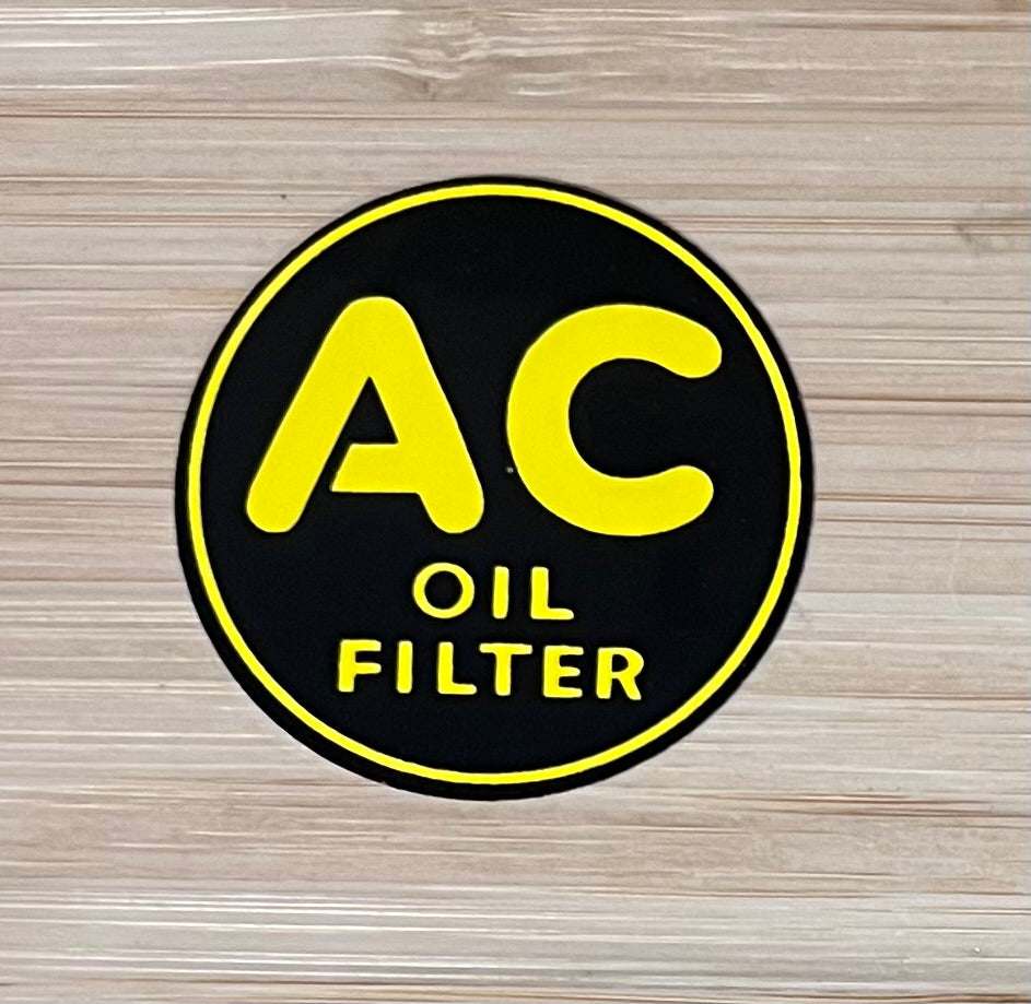 Chrysler 1937-55 AC Oil Filter Air Cleaner Decal N.O.S. Restoration EXC Relic has been stored away safely for decades and measures approximately 2 in circle