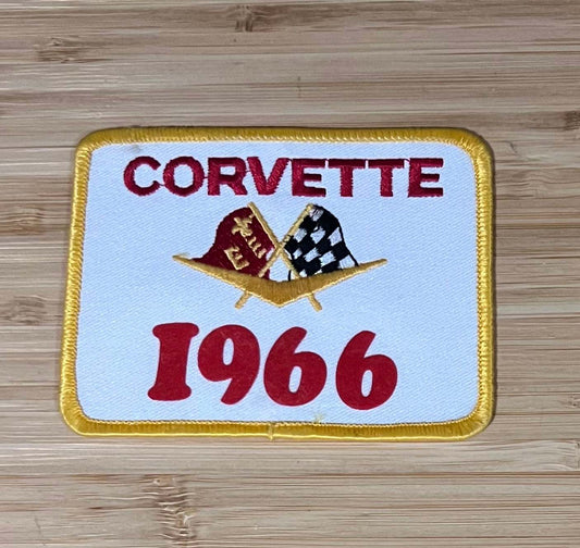 Corvette 1966 Cross Flags Logo Vintage Patch NOS Excellent Condition Relic has been safely stored away for decades and measures approximately 4 x 3.25 inches