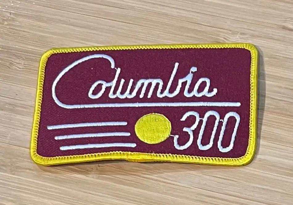 Columbia 300 Maroon Yellow Border Bowling Ball Patch Sport New Old Stock EXC Teams League Relic has been safely stored away safely for decades and measures approximately