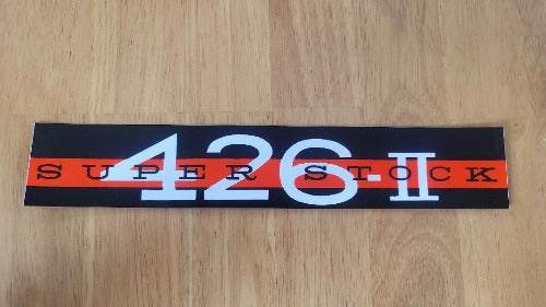 Super Stock 426 II Decal 1964 Plymouth Valve Cover Mopar Auto NOS Item. This relic has been stored for decades and measures 1.75 in in width by 9.75 in in length