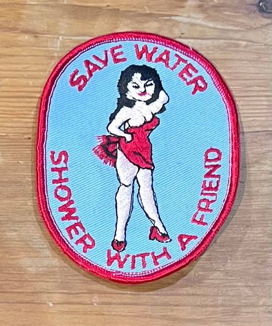 Save Water Shower with a Friend Comical Conservation Eclectic Patch