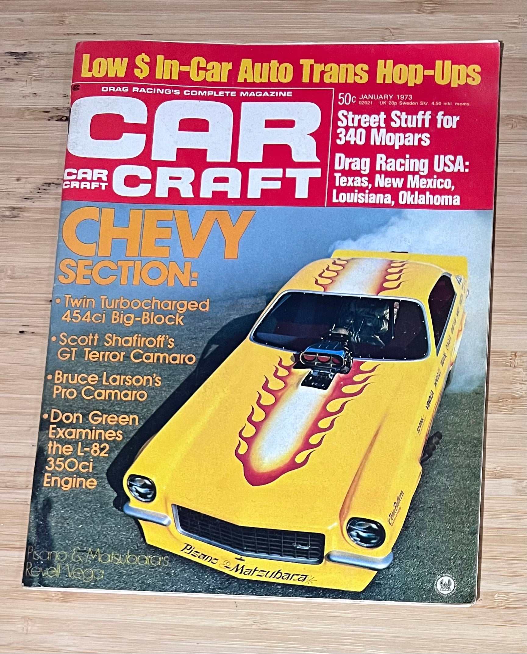 Car Craft January 1973 Magazine Eclectic Collection Featured Chevy Mopar Relic has been store safely away for decades and also features Drag Racing Camaros and L82