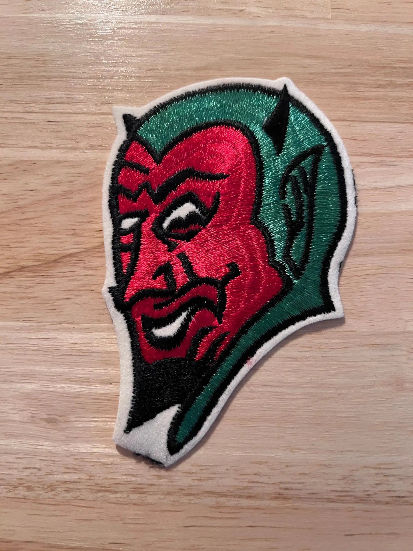 Comical Devil Head Vintage Patch New Old Stock EXC Condition Eclectic Relic has been stored away safely for decades and measures approximately 3 inches x 4.25 inches