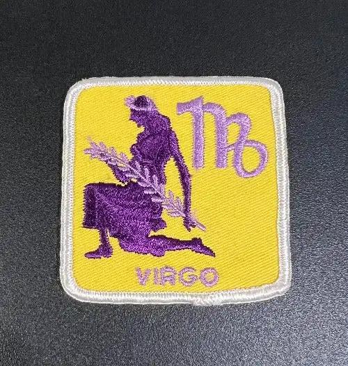 Virgo Horoscope Astrology Patch Vintage New Old Stock Mint Zodiac Relic has been safely stored away for decades and measures approx 3 inch square with great detail