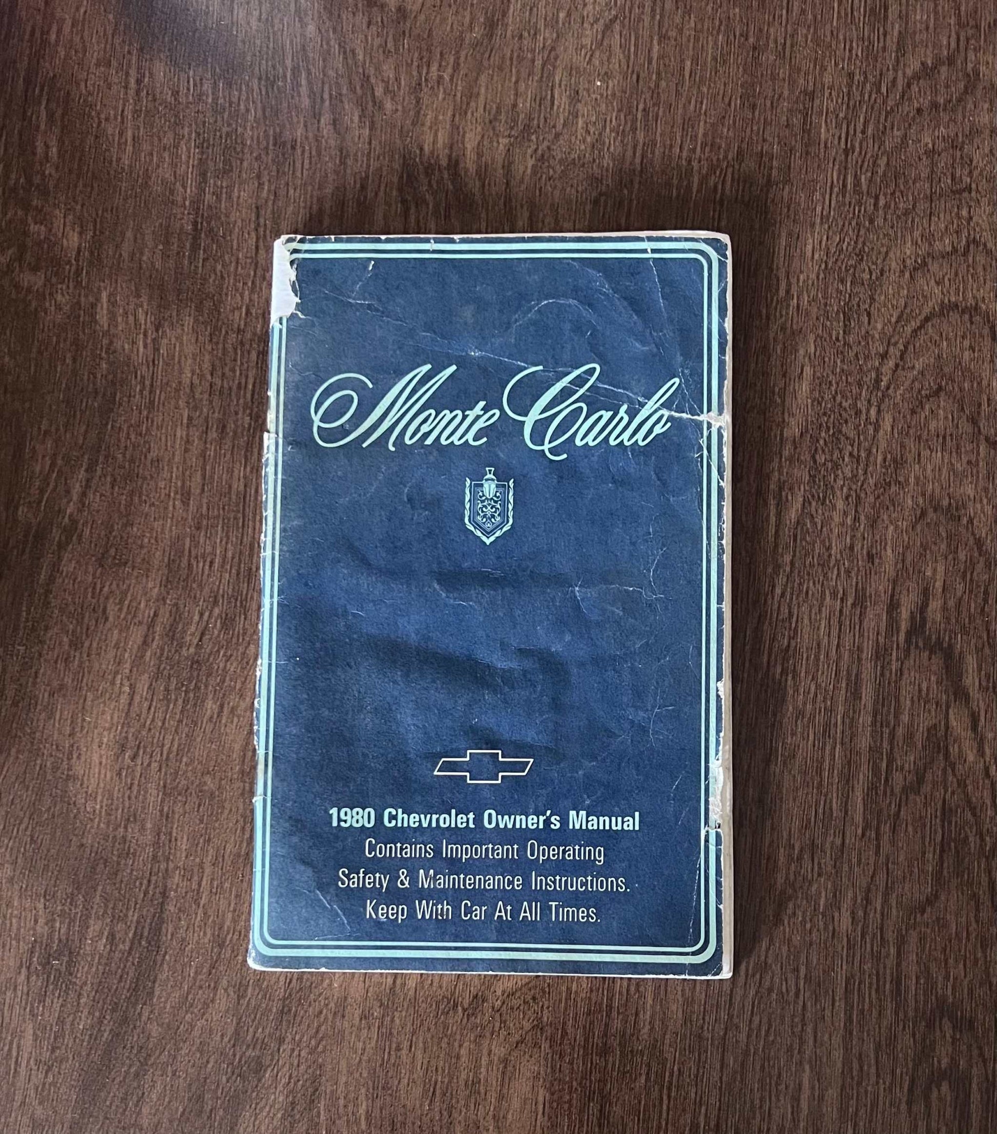 1980 Monte Carlo Chevrolet Original Vintage Owners Manual Brochure NOS Condition Relic has been safely stored away for decades and safety and maintenance instruction