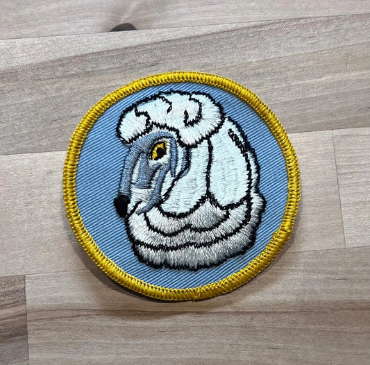 Sheep Lamb Colorful Animal Vintage Patch New Old Stock Very Detailed Relic has been safely stored away for decades and approximately measures 3 inches circle 