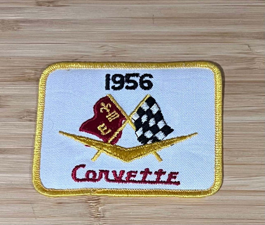 Corvette 1956 Cross Flags Logo Vintage Patch NOS Excellent Condition Relic has been safely stored away for decades and measures approximately 4 x 3.25 inches
