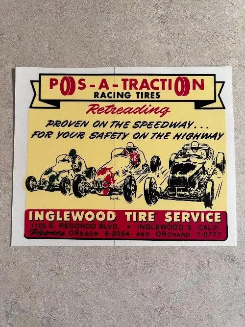 POS A Traction Racing Tires Vintage Window Decal